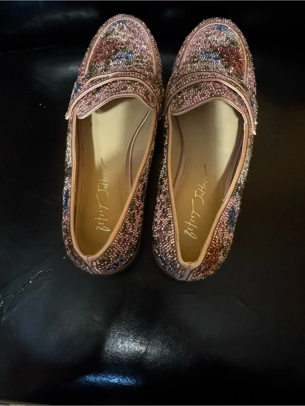 Betsey Johnson Aron floral rhinestone loafers, all-over crystals. Size 9 - Picture 5 of 7